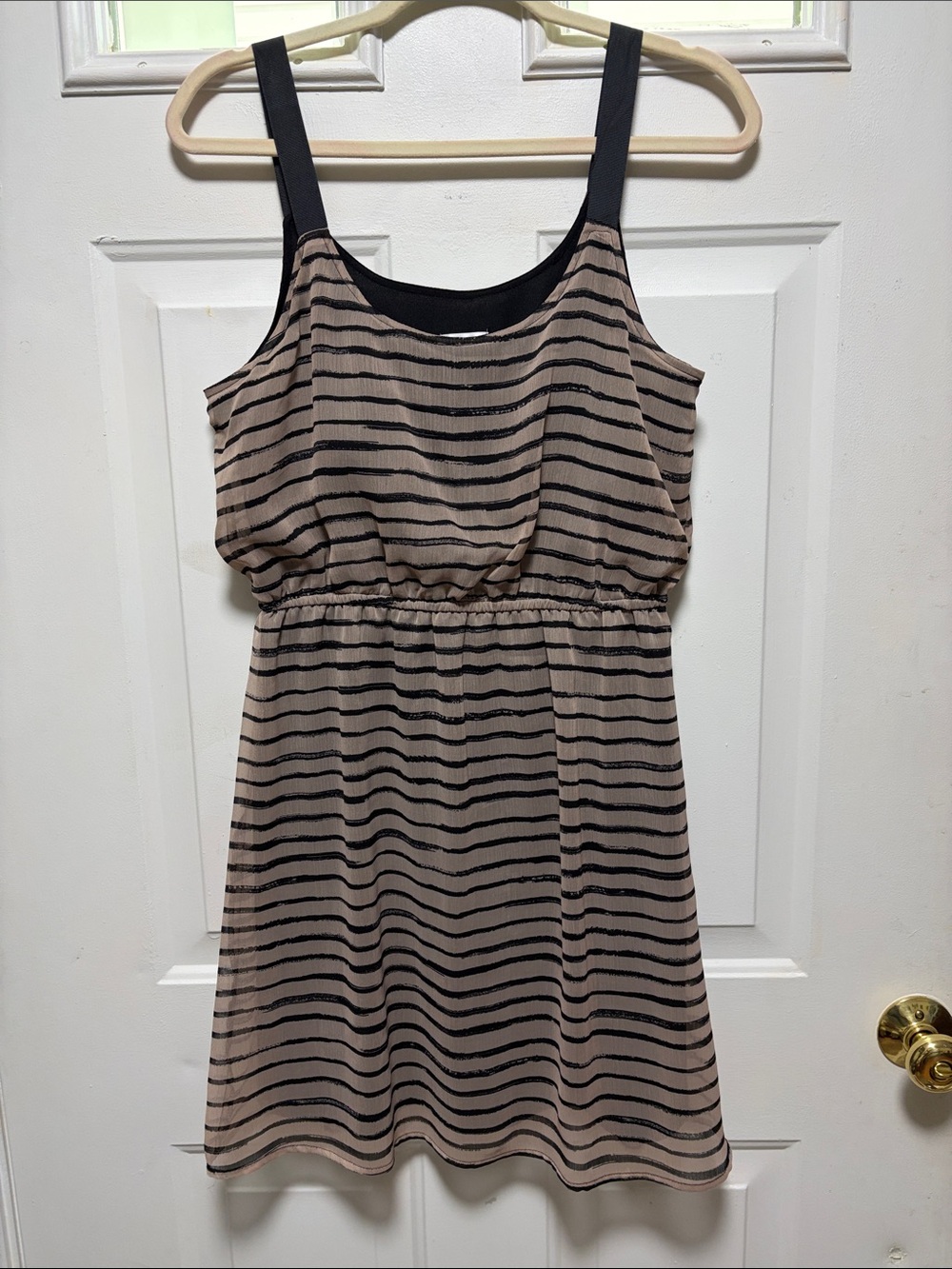Xhilaration Taupe and Black Striped Mini Dress